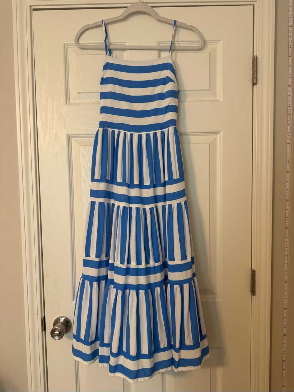 Blue and White Striped Maxi Dress